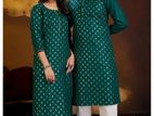 Panjabi Skin Printed Cotton Couple Combo