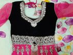 Pink Black Gown Floor Touch