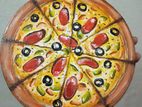 Pizza on Canvas... Acrylic Painting.. Art Work