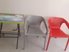 Plastic chair and table