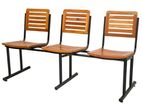 Premium 3 Seater Waiting Chair Bench | Metal Frame & Wooden Finish