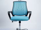 Premium Ergonomic Sky Blue Mesh Office Chair with Purple Headrest