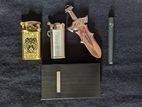 Premium lighter set with cigarette box