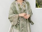 Premium Quality Digital Print Olive 3-piece