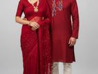 Premium Saree & Ambrodary Panjabi Couple Set