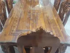 প্রিমিয়াম হ্যান্ডমেড কাঠের ডাইনিং টেবিল সেট