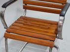 প্রিমিয়াম SS/স্টেইনলেস স্টিল উডেন স্ল্যাট চেয়ার (আর্মরেস্টসহ) | স্টাইলিশ