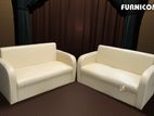PU Leather Straight-backed Snug Sofa Set for Living Room Off White
