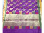 Pure Handloom Kora Silk Saree – Purple | Brand New