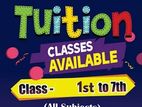 Quality TUITION Offered (CLASS 1'st To 7'th)