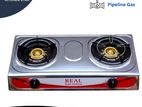 Real Stainless Steel Double Burner Gas Stove-LPG/ LNG