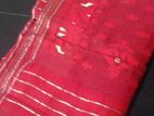 Red jamdani saree