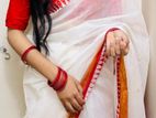 সাদা ও লাল শাড়ি ।