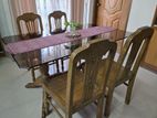 সেগুন কাঠের চার চেয়ারসহ ডাইনিং টেবিল