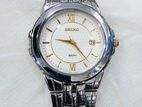 Seiko 50M Quartz White Roman Dial Men’s Watch Japan Movt