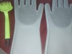 silicone hand gloves with basin cleaner brush