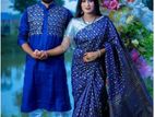 Skin Printed Half Silk Saree Panjabi Couple set