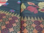 Soft Silk Sharee(Saree)-সফট সিল্ক শাড়ি-Black Flower design