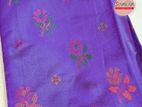 Soft Silk Sharee(Saree)-সফট সিল্ক শাড়ি-Purple Flower Design