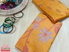 Soft Silk Sharee(Saree)-সফট সিল্ক শাড়ি-Yellow Flower Design