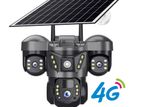 Solar Powered Three-lens 4g Sim Supported Ip Camera Outdoor Cctv Cam
