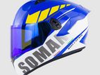 SOMAN SM968 Drift Blue with Night Vision Revo Visor Helmet