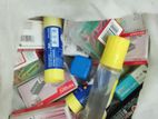 stapler pins, tape, papers glue sticks,, clips highlighters combo