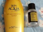 Sunscreen (Aqua Gold) and Advanced Snail essence. (Three times used )