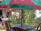 Table with big umbrella