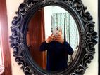 This Is A Decorative Oval Wall Mirror Frame (Likely Resin Or Wood-look).