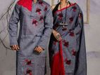 Traditionally Dress Couple Set-Matching Dress-Sari And Panjabi