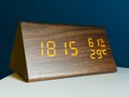 Triangle Wooden Style Digital Led Clock-Dark Wood