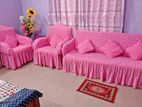 turkish sofa cover 3+1+1 pink color