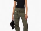 Urbanology Solid Tie Waist 5 Pocket Cargo Pants - Olive