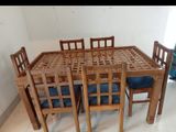 Complete Shegun Wood Dining Table with Six foam chairs