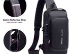 USB Charging Men Multifuntional Pu Chest Bag