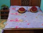 Used Fresh Oak Veneer Bed ( 6/7 Feet) + Side Table