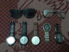 Watches, glasses and finger rings.