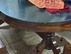 Wooden 6 Chairs and Oval Shaped Table with 10mm Glass