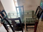 Wooden And Glass Dining Table Set For Sale – 4 Chairs Included