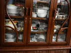 Wooden Crockery Showcase Cabinet with Glass Doors