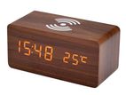 Wooden LED Clock with Wireless Charging