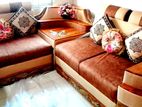 Wooden Modular Sofa/ Lounge Suite with corner piece & glass centerpiece