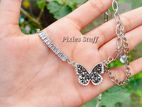 zircon butterfly necklace and earrings set