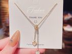 Zircon Shell Pearl Heart Ring Necklace